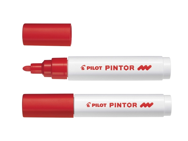 Marqueur à pointe moyenne Pilot Pintor Rouge - 1,4 mm  - Pour dessin et écriture créative