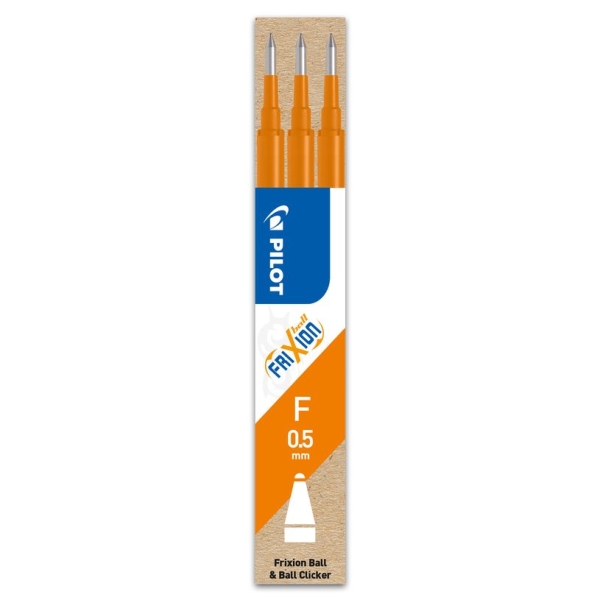 Recharge pour rollers effaçables PILOT Frixion Ball - Pointe 0,5 mm Encre orange pour écriture