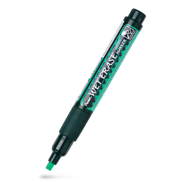 Marqueur craie Pentel - Vert, effaçable, pointe fine pour vitres vitrines tableaux en écriture scolaire et bureau