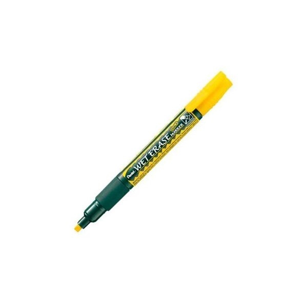 Marqueur craie Pentel - Jaune, effaçable, pointe fine pour vitres vitrines tableaux en écriture scolaire et bureau