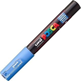 Marqueur Uni-ball Uni Posca 186747 - Pointe ogive extra fine 0,7 mm Bleu ciel et bleu - Pour arts et loisirs créatifs