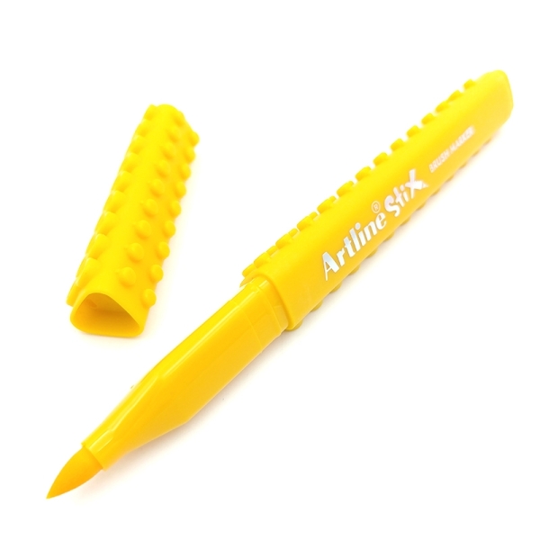 Marqueur pinceau Artline Stix Brush Marker - Couleur Yellow pour dessin et coloriage