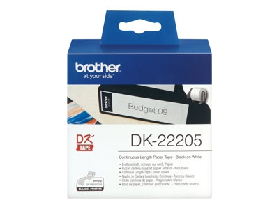 Ruban d'étiquettes Brother P-Touch DK-22205 - Papier continu 62 mm x 30,48 m - Adhésif permanent pour bureau et organisation