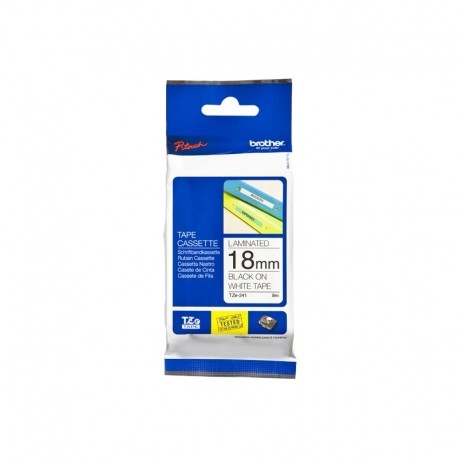 Ruban d'étiquettes Brother TZE-241 - Noir sur Blanc 18mm x 8m pour étiquetage bureau et maison