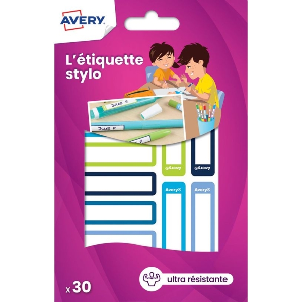 Étiquettes stylos Avery - Bleues et vertes pour identification