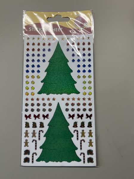 Stickers étiquettes adhésives Noël - Sapin et boules pour décoration festive