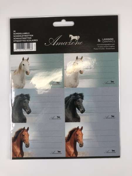 Étiquettes Scolaires Nom Illustré Cheval - 18 Étiquettes pour Fournitures École