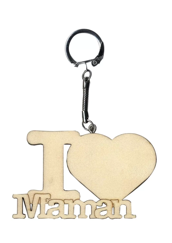 Porte-clés Artemio I Love Maman en bois - Accessoire décoratif pour clés et cadeau fête des mères