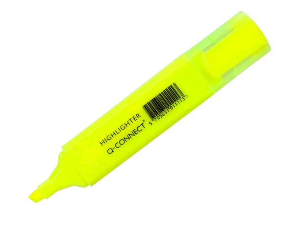 Surligneur Q-CONNECT Jaune - Pointe Biseautée 2-5mm Encre pour Bureau et Documents
