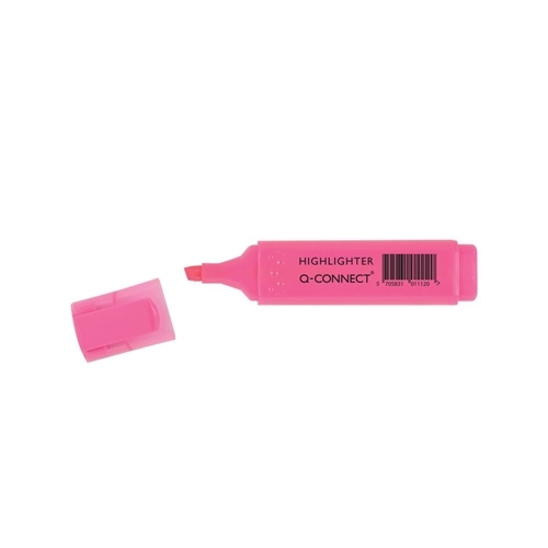Surligneur Q-CONNECT Rose - Pointe Biseautée 2-5mm Encre Fluorescente pour Bureau et Documents