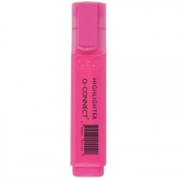 Surligneur Q-CONNECT Rose - Pointe Biseautée 2-5mm Encre Fluorescente pour Bureau et Documents