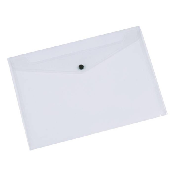 Q-CONNECT Pochette documents A4 en PP transparent - Fermeture à bouton-pression