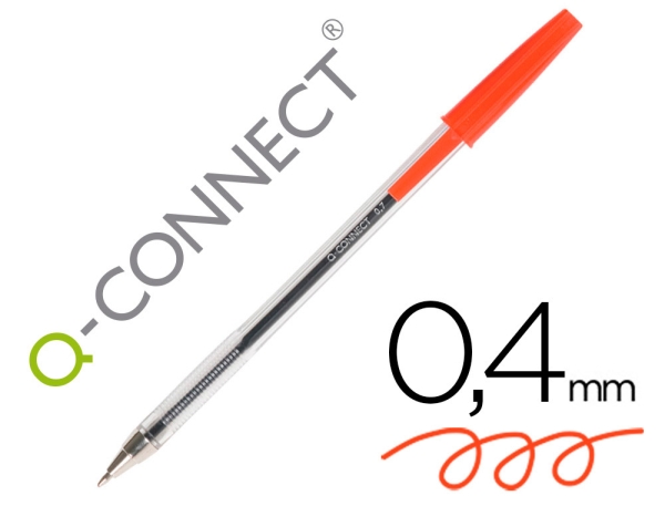 Stylo-bille Q-Connect - écriture moyenne 0.7mm - encre rouge classique - capuchon coloré - pour écriture scolaire et bureau