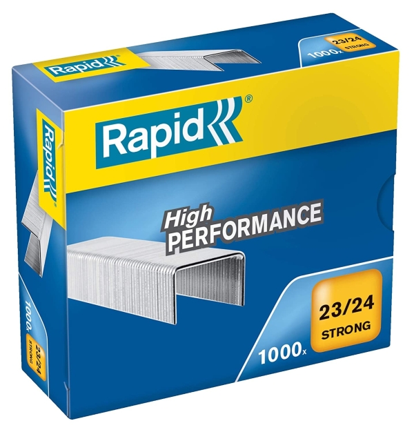 Agrafes Rapid 23/24 Strong galvanisé - boîte de 1 000 pour agrafeuse bureau et scolaire