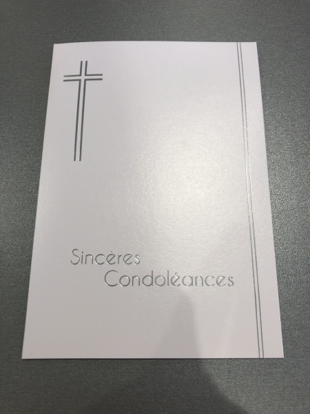 Carte Sincères Condoléances Croix - Carte de Vœux Papier pour Messages de Sympathie et Soutien