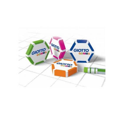 Gomme Giotto Hexagonale - Gomme blanche effaçable pour dessin et écriture scolaire