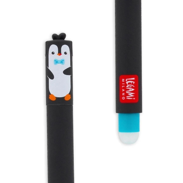 Stylo à Encre Gel Effaçable Legami Pingouin - Design Animal, Pointe Fine 0.7mm, Pour Écriture et Correction