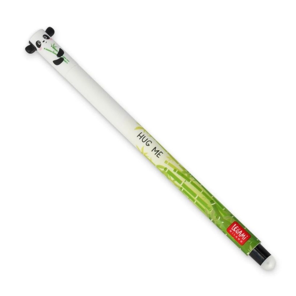 Stylo gel effaçable Legami Panda noir - Pointe moyenne pour écriture fluide en fourniture scolaire