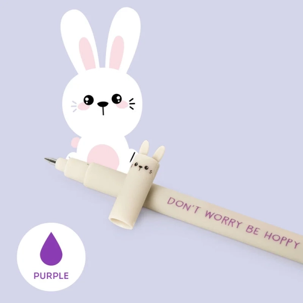 Stylo à encre gel effaçable Legami Bunny - Pointe fine, effaçable, pour écriture précise