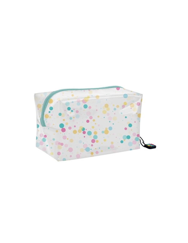 Trousse à crayons iTotal grande - Pois colorés, compartiment spacieux pour école et bureau
