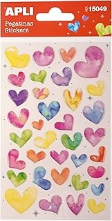 Stickers Cœurs Pailletés APLI Kids 15049 - Autocollants Époxy Permanents pour Loisirs Créatifs et Décoration