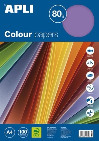 Ramette papier A4 coloris intenses assortis - 80 g/m² - 100 feuilles pour fournitures scolaires et bureau