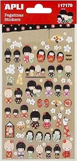 Stickers APLI Poupée Kokeshi - Autocollants décoratifs pour projets créatifs et correspondance