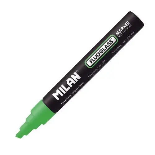 Marqueur Fluorescent MILAN ROTULADOR FLUOR GLASS 2-4MM - Vert Fluo pour Verre et Tissu