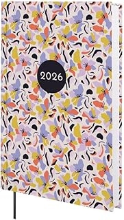 Agenda Finocam 2026 - 1 Jour par Page, Janvier-Décembre, Élastique, Signet Ruban, Couverture Rigide Porto Design, Mauve - Usage International
