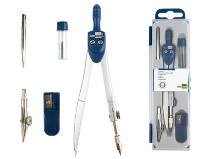 Compas Liderpapel scolaire circonférence 38 cm longueur 12,5 cm mine 2 mm pour dessin géométrique