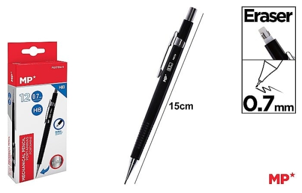 Porte-mines noir PORTEMINE METALLIQUE 0.7mm - Mine 0.7 mm pour écriture précise scolaire et bureau