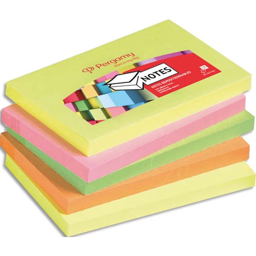 Bloc de feuilles repositionnables PERGAMY - 100 feuilles - 7,6x12,7 cm - Pour notes et rappels