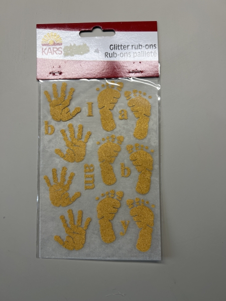 stickers autocollants décoratifs Glitter RubOn Set BB OR - Transferts dorés pour décoration bébé et loisirs créatifs