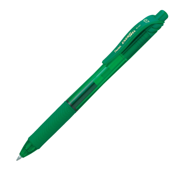 Stylo roller à gel Pentel EnerGel-X BL107 - Encre verte, pointe moyenne 0.7mm pour écriture fluide