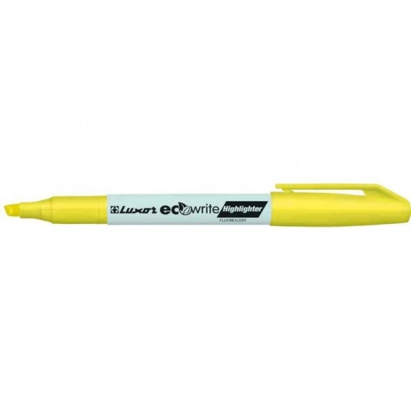 Surligneur LUXOR ECOwrite Highlighter - Stylo Pointe Biseau 1-3,5 mm Jaune pour Bureau et Études