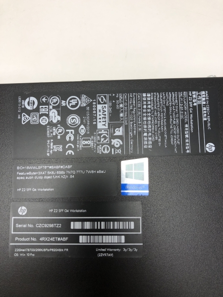 PC Ordinateur de bureau HP Z2 SSF G4 - Intel core i7 - 8Go Ram - SSD 256 Go - Window 11 Pro