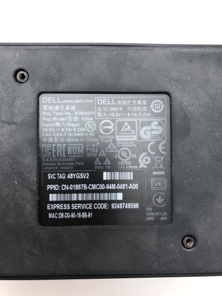 Station d'accueil DELL K20A - USB 3.1 Gen1 Type-C, HDMI, DisplayPort, Ethernet pour ordinateur