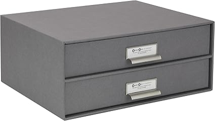 Module de Rangement Bigso Box of Sweden 943154144 - 2 Tiroirs Fibre Gris 25,5x33x14,5cm pour Bureau