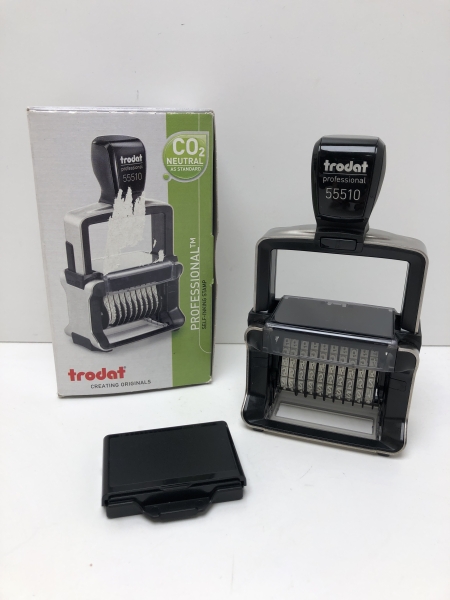 Tampon Trodat Métal Line numéroteur 55510 - acier inoxydable, encrage noir, dimensions 9,8x5,59x15,6 cm pour bureau