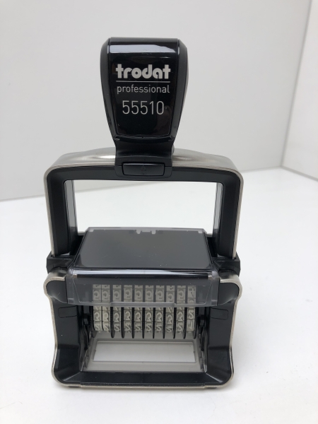 Tampon Trodat Métal Line numéroteur 55510 - acier inoxydable, encrage noir, dimensions 9,8x5,59x15,6 cm pour bureau