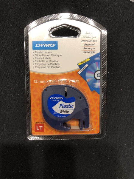 Ruban étiquettes plastique DYMO - Écriture noire 12mm x 4m Autocollant pour étiquetage