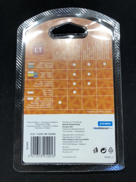 Ruban étiquettes plastique DYMO - Écriture noire 12mm x 4m Autocollant pour étiquetage