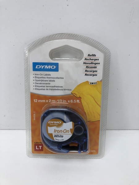 Ruban d'étiquettes thermocollantes Iron on white - 12mm x 2m Impression thermique pour vêtements