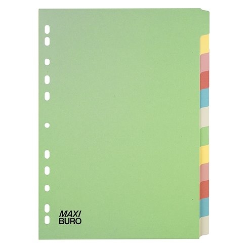 Intercalaires 12 positions Maxiburo Bristol Couleur - 3/10e Neutres pour Classement Bureau