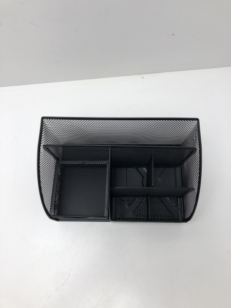 Organisateur de bureau en métal noir - Pot à stylos maille pour rangement bureau