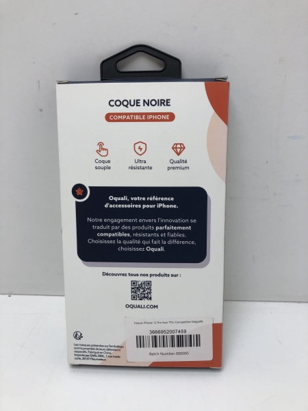 Oquali Coque iPhone 12 Pro Noir TPU Compatible Magsafe