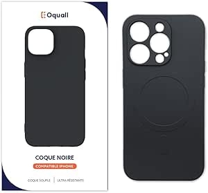 Oquali Coque iPhone 14 Pro noir TPU Compatible Magsafe