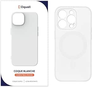 Oquali Coque iPhone 14 Pro Blanc TPU Compatible Magsafe