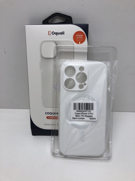 Oquali Coque iPhone 14 Pro Blanc TPU Compatible Magsafe