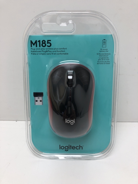 Souris sans fil Logitech M185 - Rouge, Connexion sans fil, Compatible PC Mac Linux, Usage bureautique